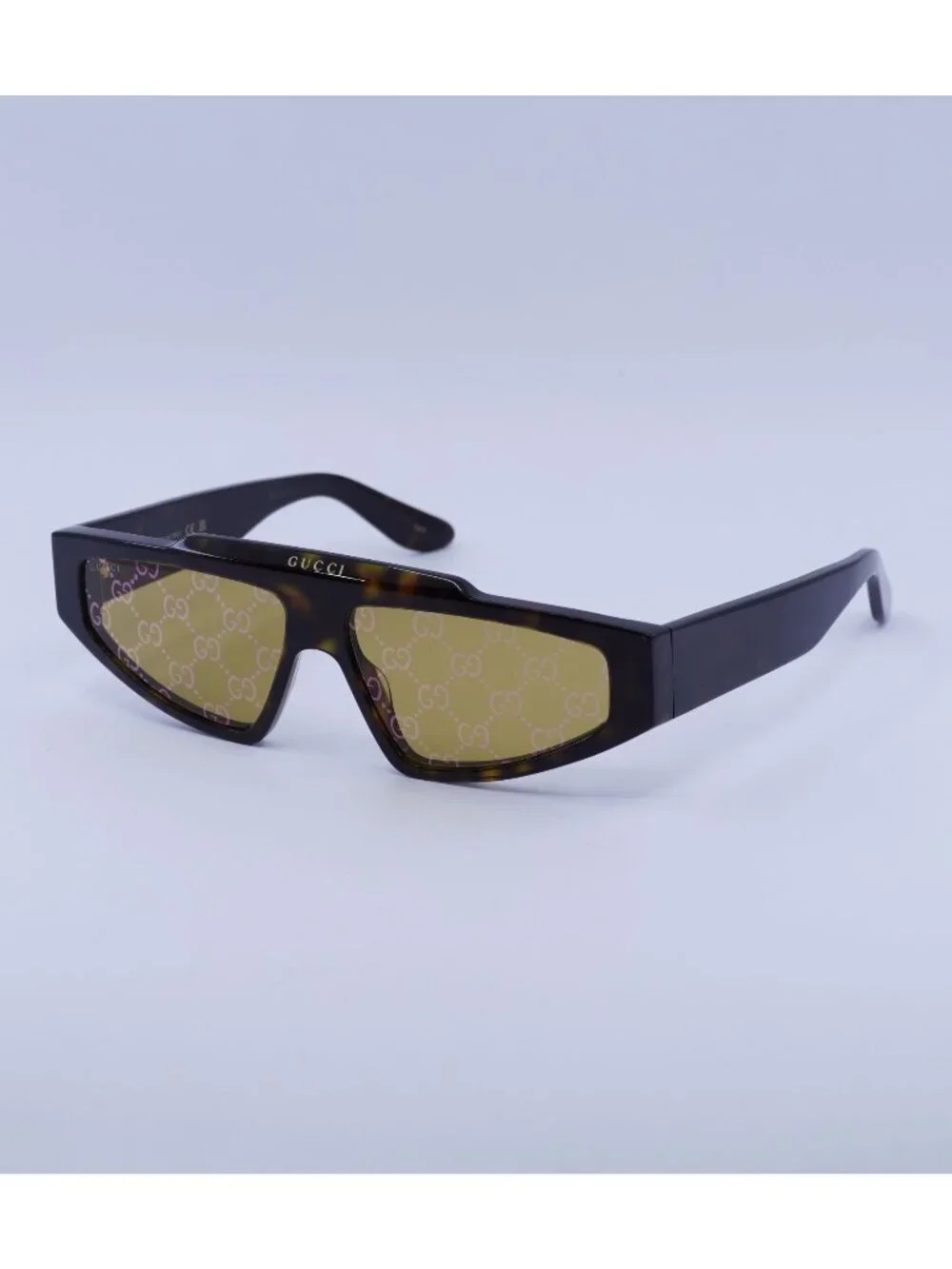 Gucci GG1591S 002 Sunglasses Havana Browline Frame, Yellow Lenses